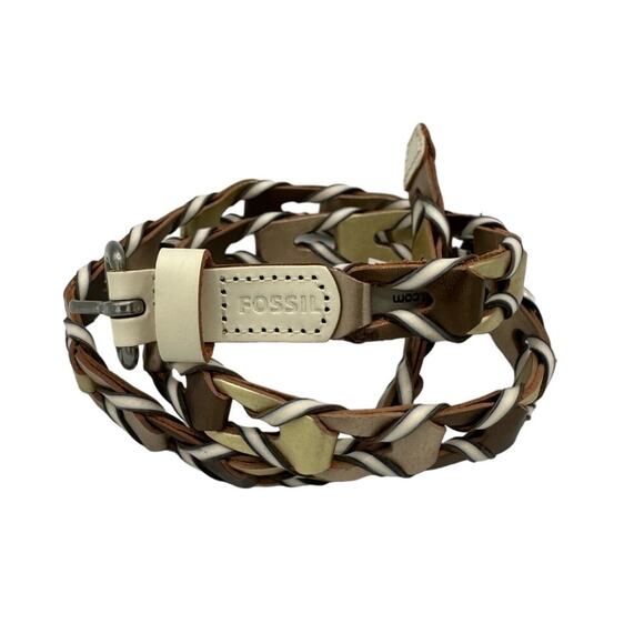Fossil, Open Lace Weave Multi Metallic Leather Belt, Size Small - Picture 1 of 8